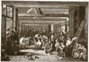 Lord Shaftesburys besök på Westminster Ragged School of Industry, illustration från 